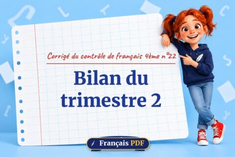 Bilan du trimestre 2 : corrigé du contrôle de français 4ème n°22, illustration Français PDF