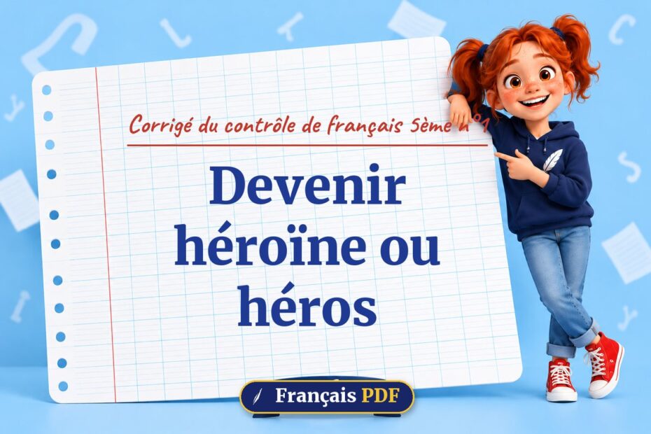 Devenir héroïne ou héros : corrigé du contrôle de français 5ème n°1, illustration Français PDF