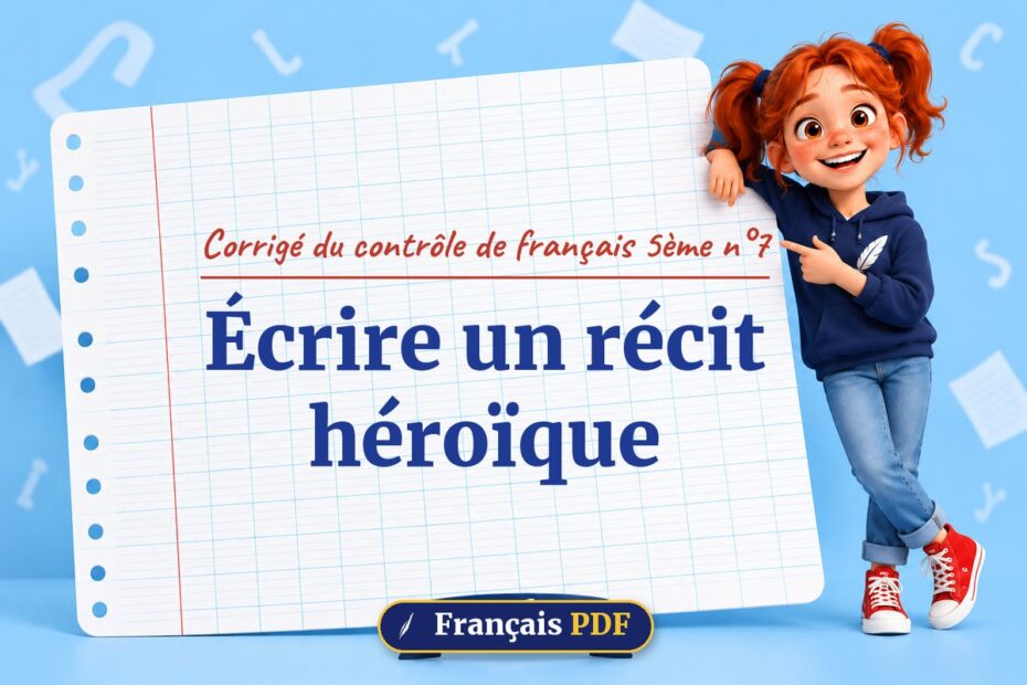 Écrire un récit héroïque : corrigé du contrôle de français 5ème n°7, illustration Français PDF
