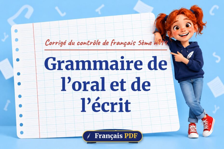 Grammaire de l’oral et de l’écrit : corrigé du contrôle de français 5ème n°14, illustration Français PDF