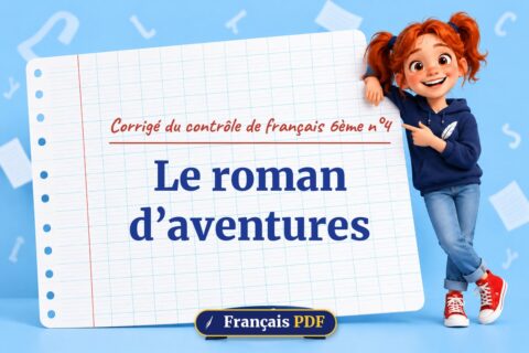 Le roman d’aventures : corrigé du contrôle de français 6ème n°4, illustration Français PDF