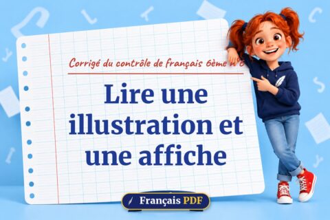 Lire une illustration et une affiche : corrigé du contrôle de français 6ème n°6, illustration Français PDF