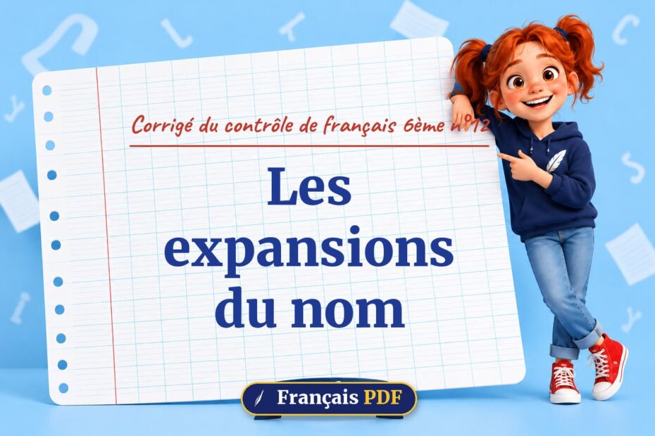 Les expansions du nom : corrigé du contrôle de français 6ème n°12, illustration Français PDF