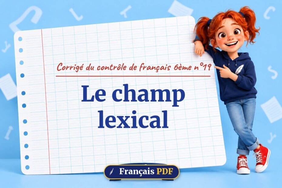 Le champ lexical : corrigé du contrôle de français 6ème n°19, illustration Français PDF