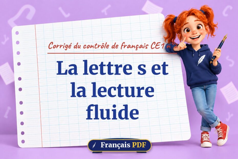 La lettre s et la lecture fluide : corrigé du contrôle de français ce1 n°2, illustration Français PDF