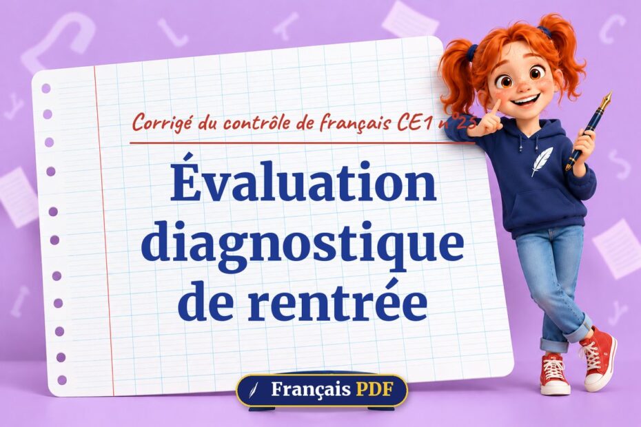 Évaluation diagnostique de rentrée : corrigé du contrôle de français ce1 n°25, illustration Français PDF