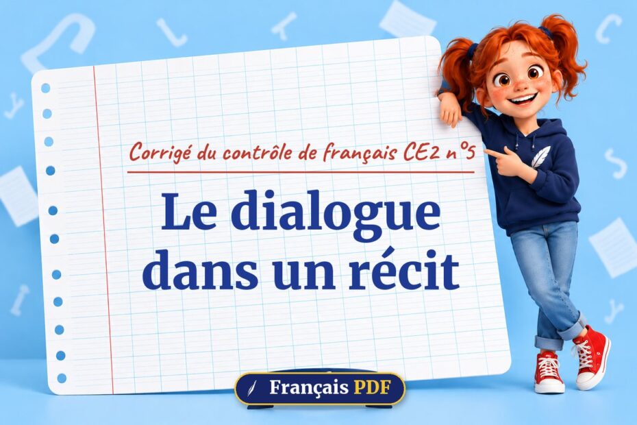 Le dialogue dans un récit : corrigé du contrôle de français ce2 n°5, illustration Français PDF