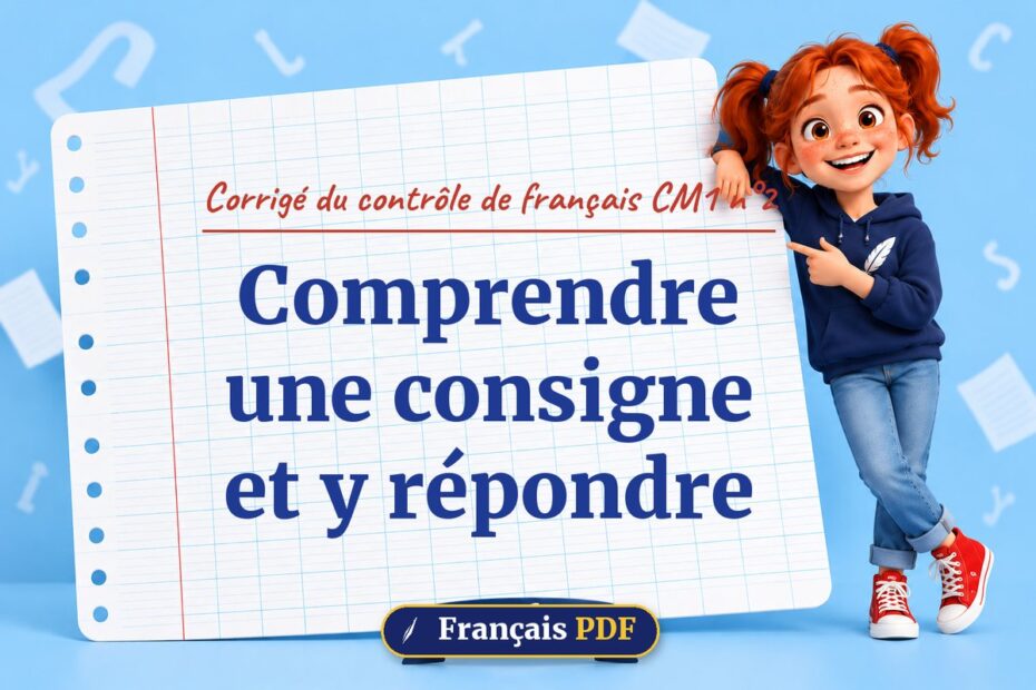 Comprendre une consigne et y répondre : corrigé du contrôle de français cm1 n°2, illustration Français PDF