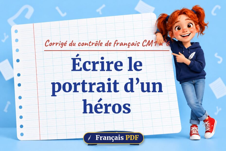 Écrire le portrait d’un héros : corrigé du contrôle de français cm1 n°6, illustration Français PDF