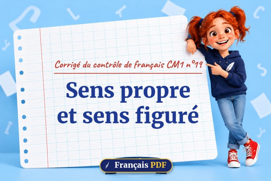 Sens propre et sens figuré : corrigé du contrôle de français cm1 n°19, illustration Français PDF