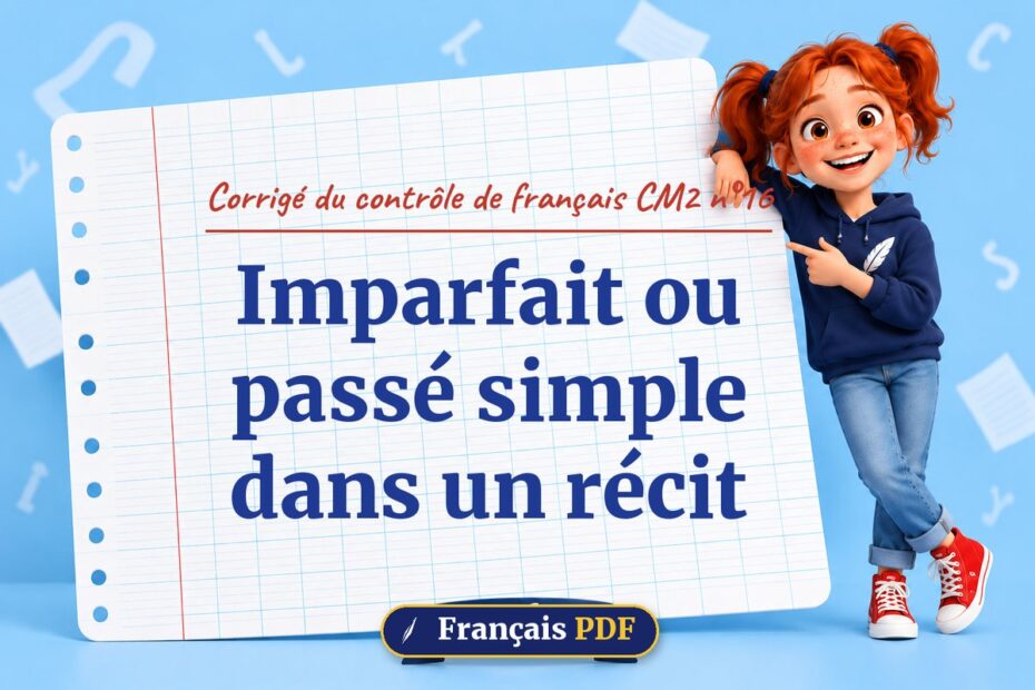 Imparfait ou passé simple dans un récit : corrigé du contrôle de français cm2 n°16, illustration Français PDF