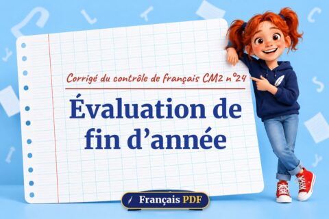 Évaluation de fin d’année : corrigé du contrôle de français cm2 n°24, illustration Français PDF