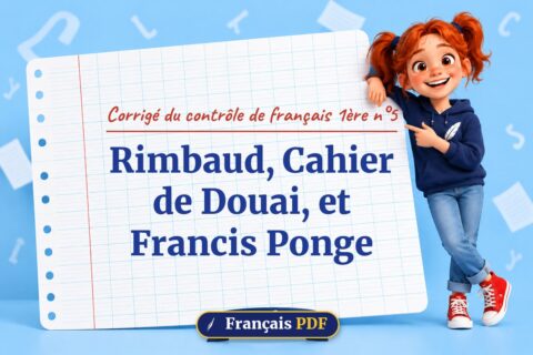 Rimbaud, Cahier de Douai, et Francis Ponge : corrigé du contrôle de français 1ère n°5, illustration Français PDF