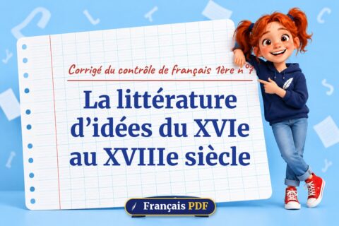 La littérature d’idées du XVIe au XVIIIe siècle : corrigé du contrôle de français 1ère n°7, illustration Français PDF