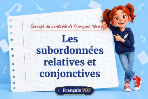 Les subordonnées relatives et conjonctives : corrigé du contrôle de français 1ère n°13, illustration Français PDF