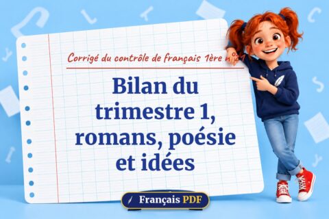 Bilan du trimestre 1, romans, poésie et idées : corrigé du contrôle de français 1ère n°21, illustration Français PDF