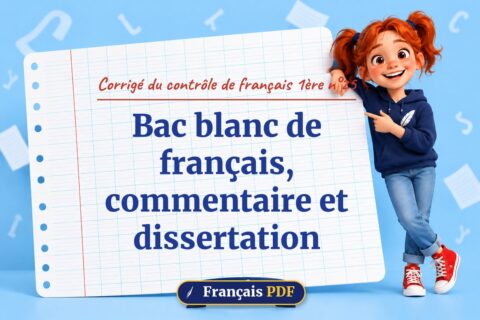 Bac blanc de français, commentaire et dissertation : corrigé du contrôle de français 1ère n°25, illustration Français PDF