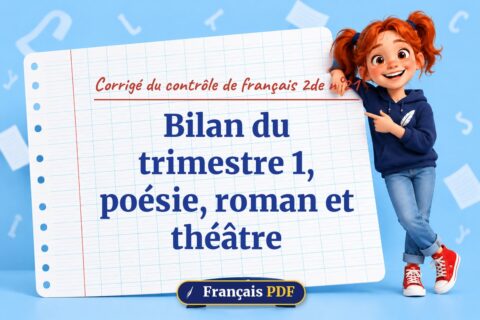 Bilan du trimestre 1, poésie, roman et théâtre : corrigé du contrôle de français 2de n°21, illustration Français PDF