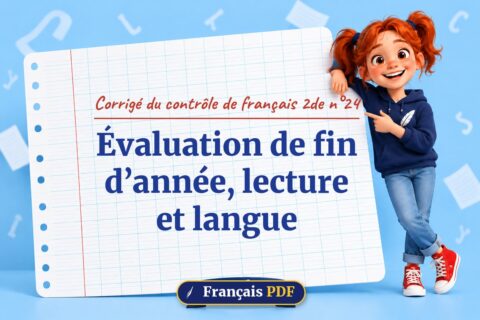 Évaluation de fin d’année, lecture et langue : corrigé du contrôle de français 2de n°24, illustration Français PDF