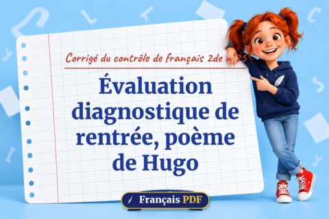 Évaluation diagnostique de rentrée, poème de Hugo : corrigé du contrôle de français 2de n°25, illustration Français PDF