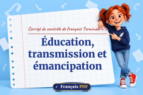 Éducation, transmission et émancipation : corrigé du contrôle de français terminale n°2, illustration Français PDF