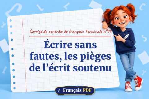 Écrire sans fautes, les pièges de l’écrit soutenu : corrigé du contrôle de français terminale n°19, illustration Français PDF