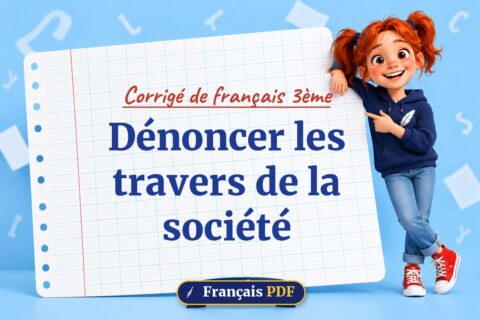 Dénoncer les travers de la société : corrigé de français 3ème, illustration Français PDF