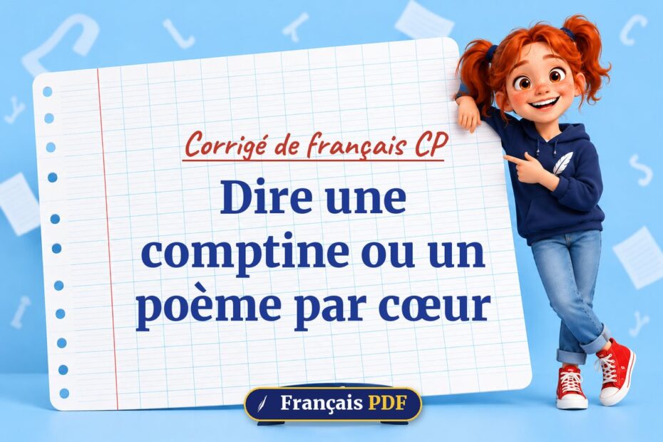 Dire une comptine ou un poème par cœur : corrigé de français cp, illustration Français PDF