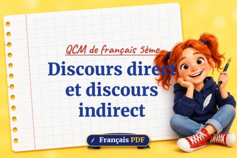 Discours direct et discours indirect : QCM de français 5ème, illustration Français PDF