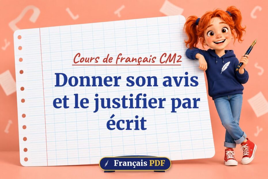Donner son avis et le justifier par écrit : cours de français cm2, illustration Français PDF