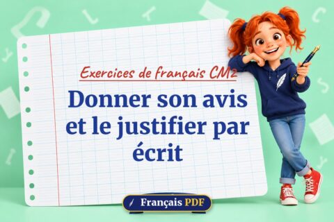 Donner son avis et le justifier par écrit : exercices de français cm2, illustration Français PDF