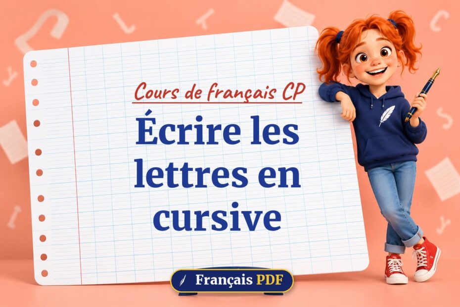 Écrire les lettres en cursive : cours de français cp, illustration Français PDF