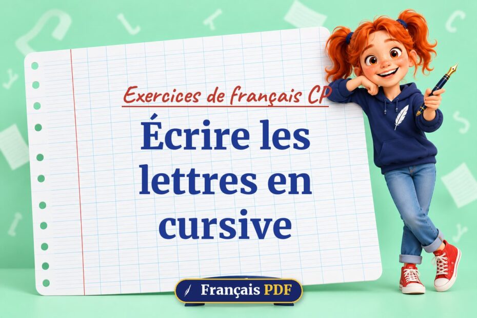 Écrire les lettres en cursive : exercices de français cp, illustration Français PDF