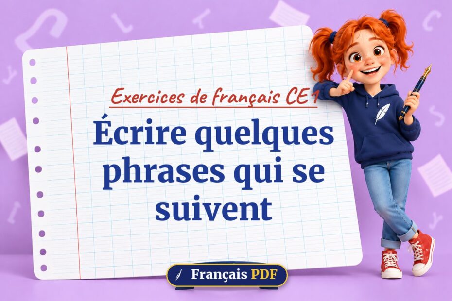 Écrire quelques phrases qui se suivent : exercices de français ce1, illustration Français PDF