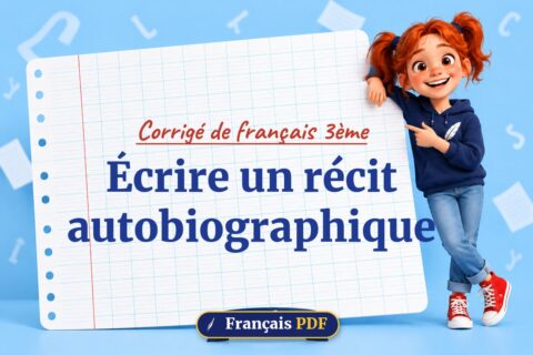 Écrire un récit autobiographique : corrigé de français 3ème, illustration Français PDF