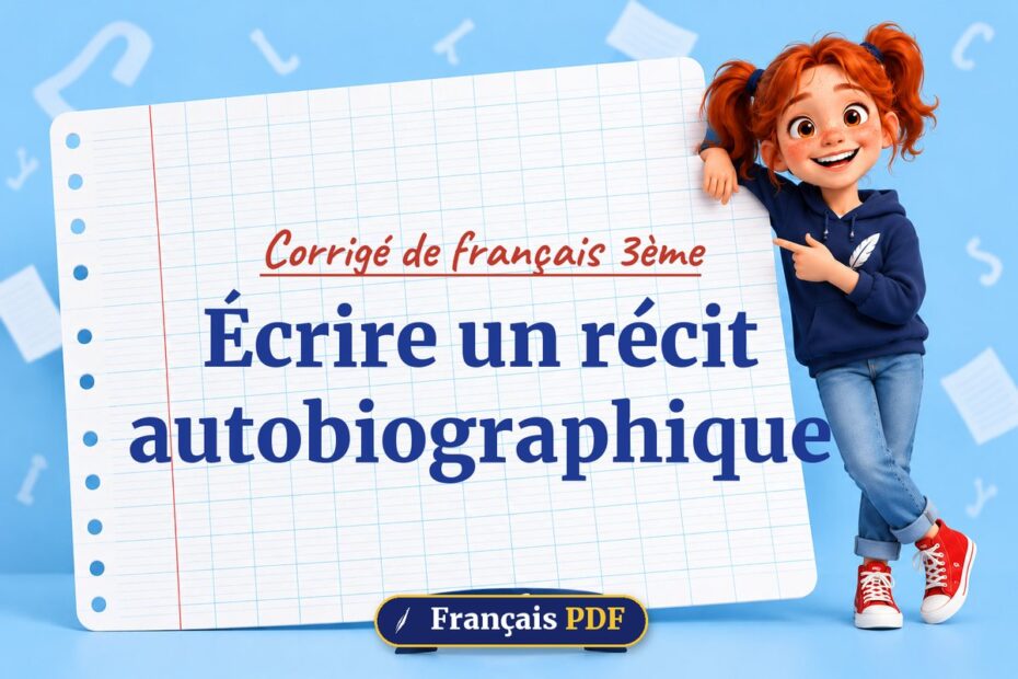 Écrire un récit autobiographique : corrigé de français 3ème, illustration Français PDF