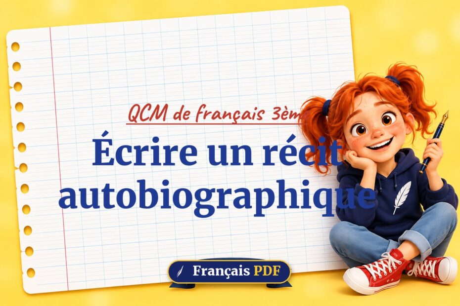 Écrire un récit autobiographique : QCM de français 3ème, illustration Français PDF