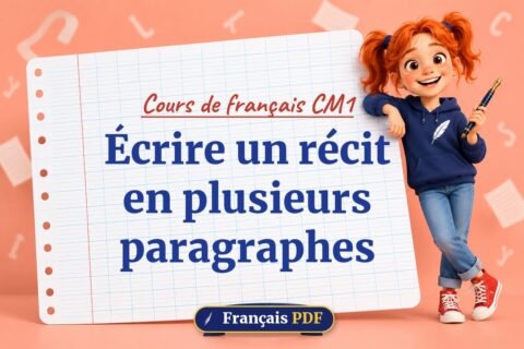 Écrire un récit en plusieurs paragraphes : cours de français cm1, illustration Français PDF