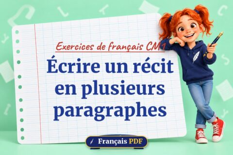 Écrire un récit en plusieurs paragraphes : exercices de français cm1, illustration Français PDF