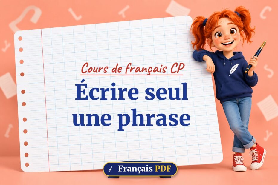 Écrire seul une phrase : cours de français cp, illustration Français PDF