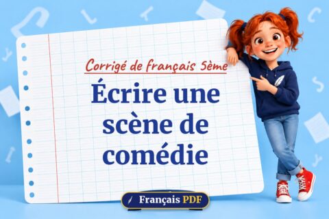 Écrire une scène de comédie : corrigé de français 5ème, illustration Français PDF