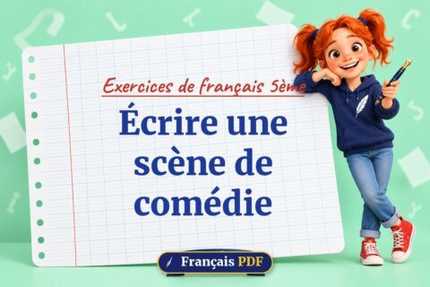 Écrire une scène de comédie : exercices de français 5ème, illustration Français PDF