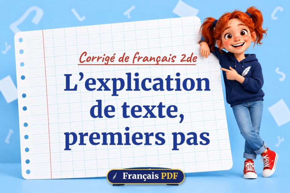 L’explication de texte, premiers pas : corrigé de français 2de, illustration Français PDF