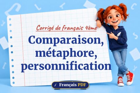 Comparaison, métaphore, personnification : corrigé de français 4ème, illustration Français PDF
