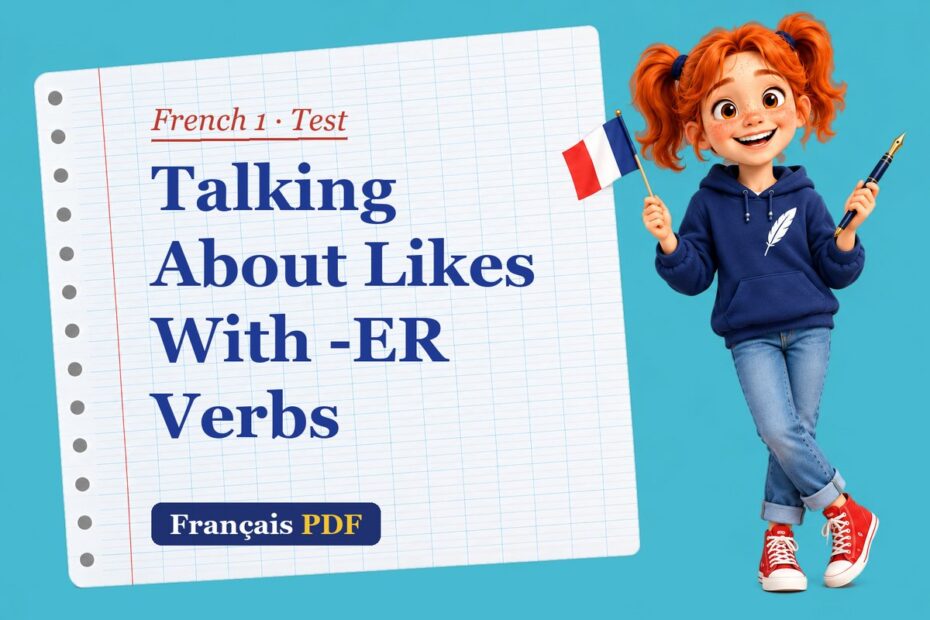 Talking About Likes With -ER Verbs – French 1 test with Zoé, the Français PDF coach