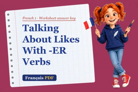 Talking About Likes With -ER Verbs – French 1 worksheet answer key with Zoé, the Français PDF coach