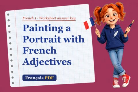 Painting a Portrait with French Adjectives – French 1 worksheet answer key with Zoé, the Français PDF coach