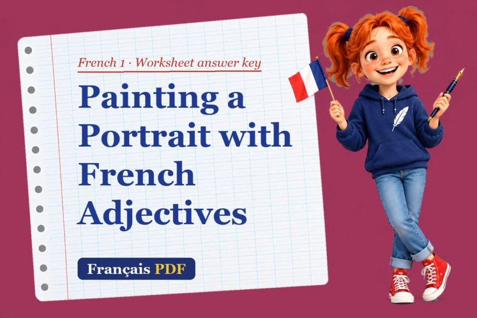 Painting a Portrait with French Adjectives – French 1 worksheet answer key with Zoé, the Français PDF coach