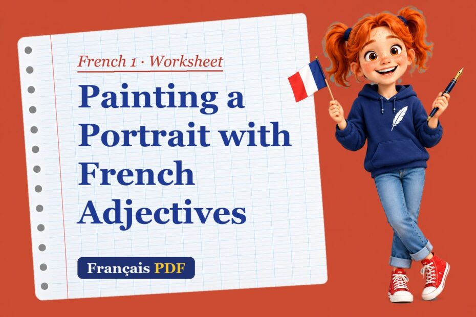 Painting a Portrait with French Adjectives – French 1 worksheet with Zoé, the Français PDF coach