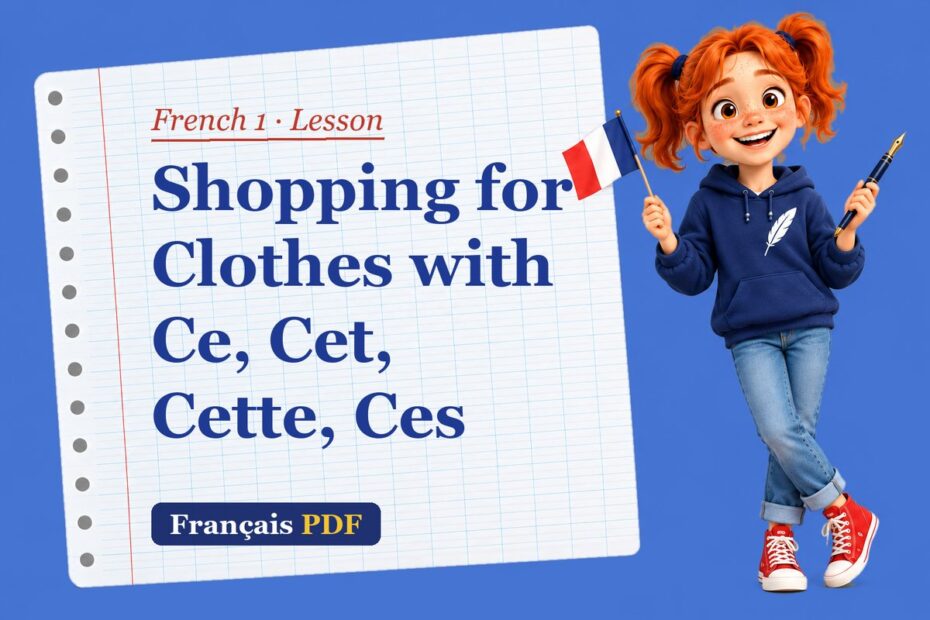 Shopping for Clothes with Ce, Cet, Cette, Ces – French 1 lesson with Zoé, the Français PDF coach